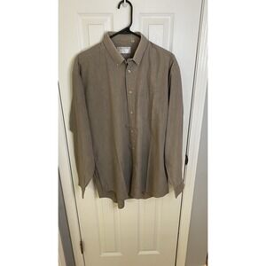 Vintage Valentino Chemises Brown Button Down Dress Shirt Size 17 1/2 Classic VTG